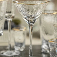 Triangular Gold Rimmed Martini Glass, Set of 4
