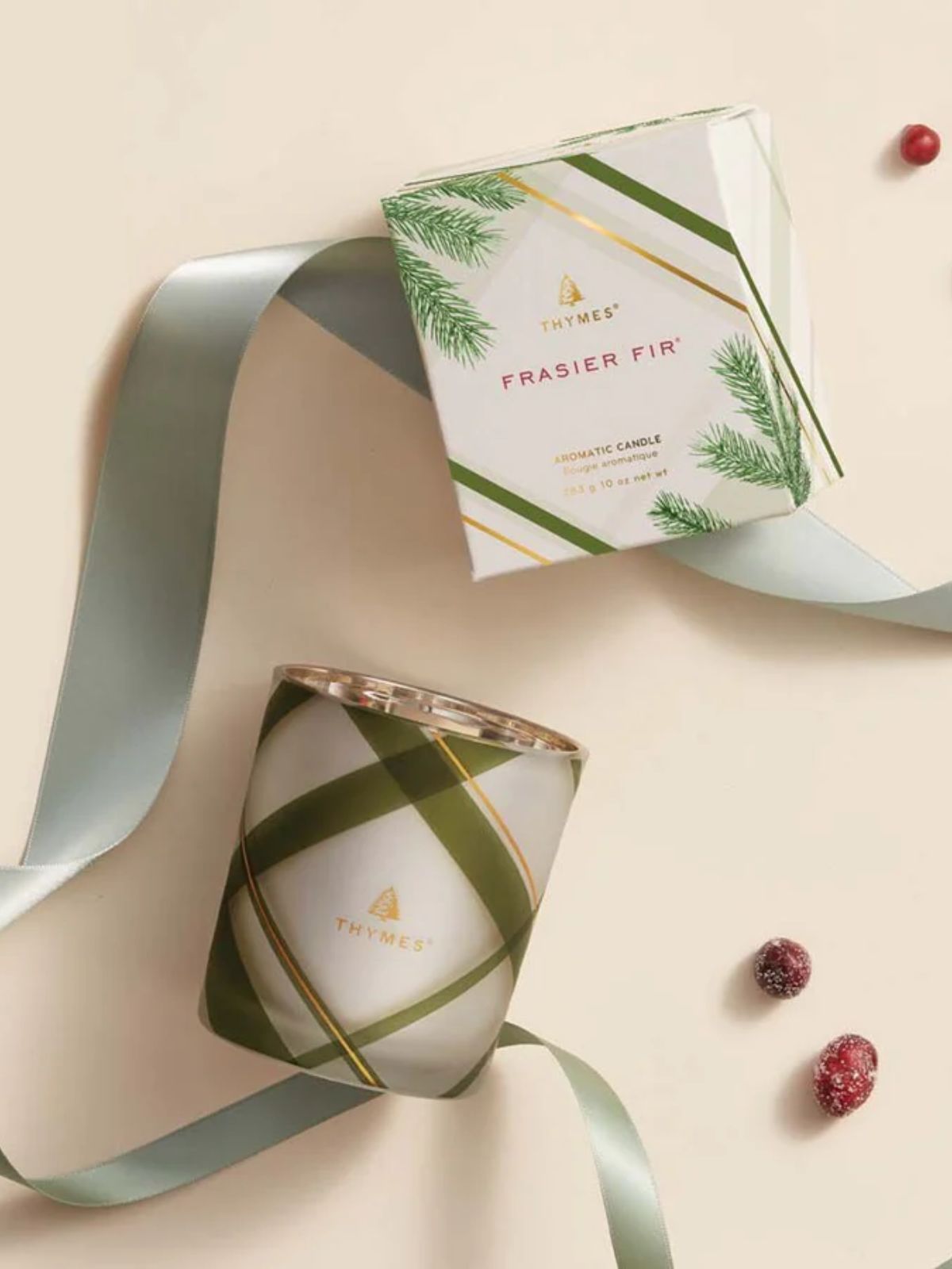 Frasier Fir Frosted Plaid Medium Candle