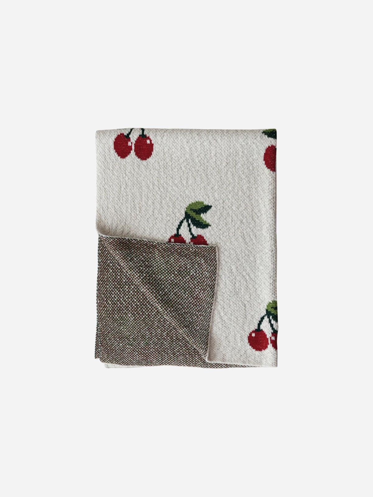 Cotton Knit Baby Blanket with Cherries
