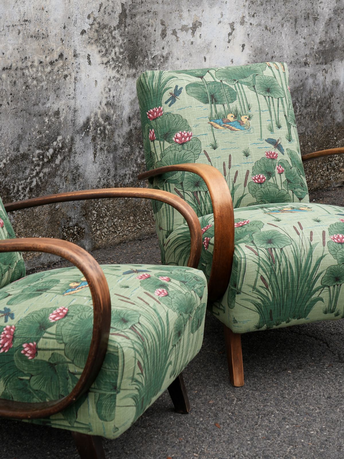 Halabala Chair in Green Lily Pond