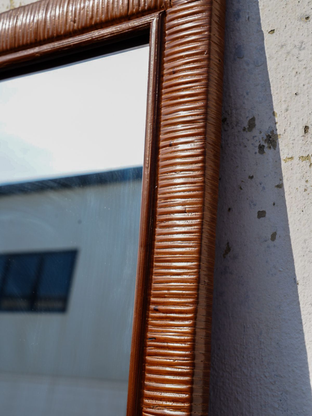 Brown Rattan Floor Mirror