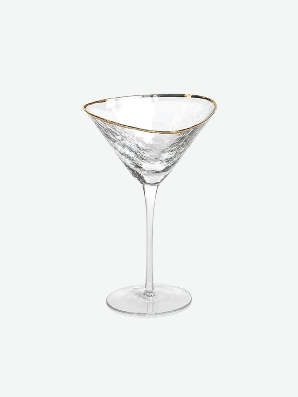 Triangular Gold Rimmed Martini Glass, Set of 4