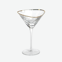 Triangular Gold Rimmed Martini Glass, Set of 4