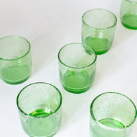 Fern Green Biot Bubbled Glass, Set of 6