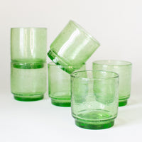 Fern Green Biot Bubbled Glass, Set of 6