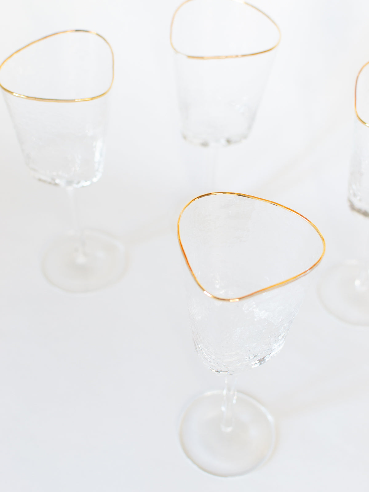 Triangular Gold Rimmed Wine Glass, Set of 4