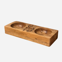 3-Section Wooden Tray with Spoons