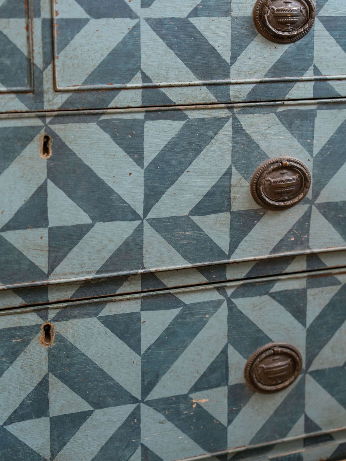 Georgian Straight Hand Painted Geo Design Chest of Drawers