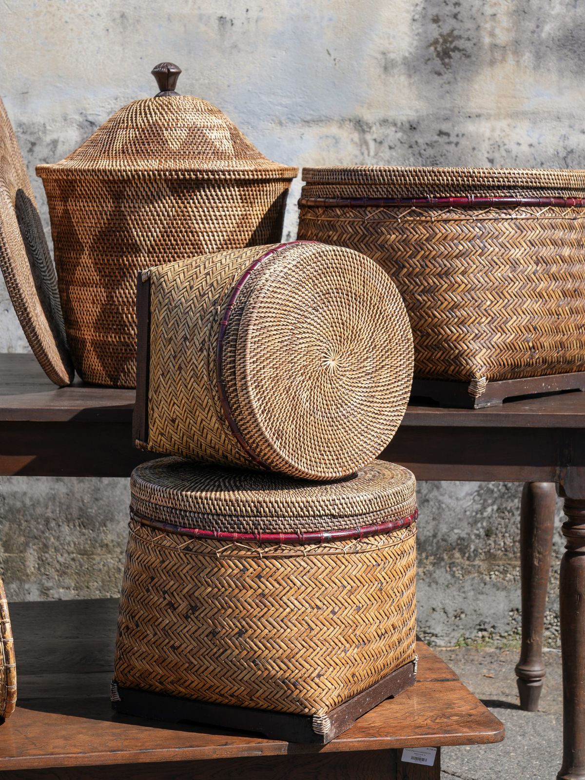 Square Basket with Flat Lid, Brown