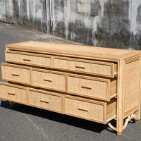Ten Drawer Rattan Dresser, 70"