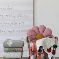 Cotton Knit Baby Blanket with Cherries