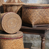 Square Basket with Flat Lid, Brown