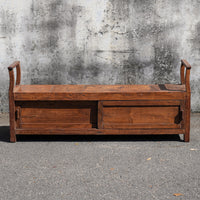 Wooden Bench with Sliding Doors