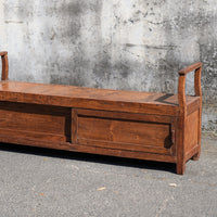 Wooden Bench with Sliding Doors