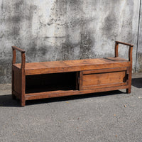 Wooden Bench with Sliding Doors