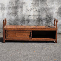 Wooden Bench with Sliding Doors