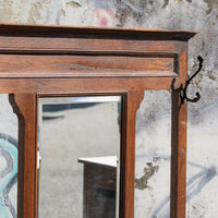 Wooden Hall Tree with Mirror
