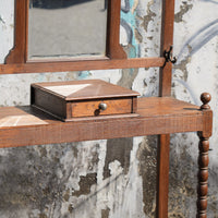 Wooden Hall Tree with Mirror