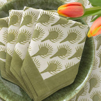 Geo Feather Moss Napkins