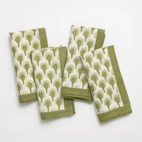 Geo Feather Moss Napkins