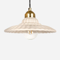 Stoneware & Metal Pleated Pendant Lamp