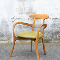 Positano Arm Chair, Teak with Olive Green Leather