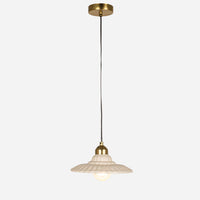 Stoneware & Metal Pleated Pendant Lamp
