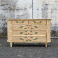 Rattan Chest with Green Accent