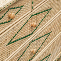 Rattan Chest with Green Accent