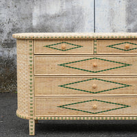 Rattan Chest with Green Accent