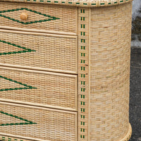 Rattan Chest with Green Accent