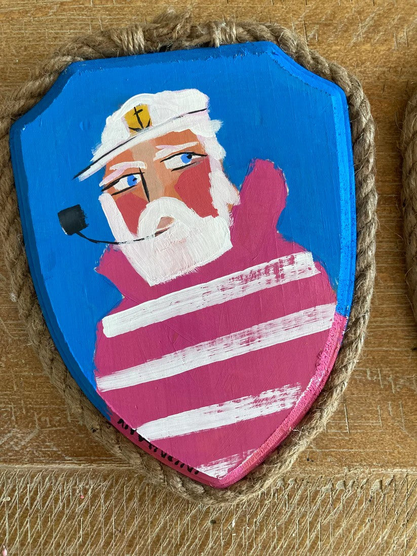 Original Roped Sea Captain Shield Wall Art - Pink