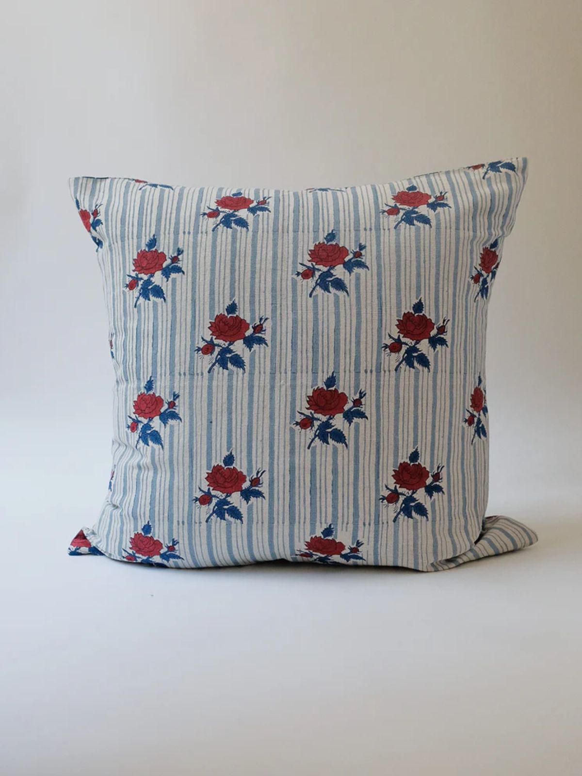 Supriya Blue Block-Printed Pillow Cover