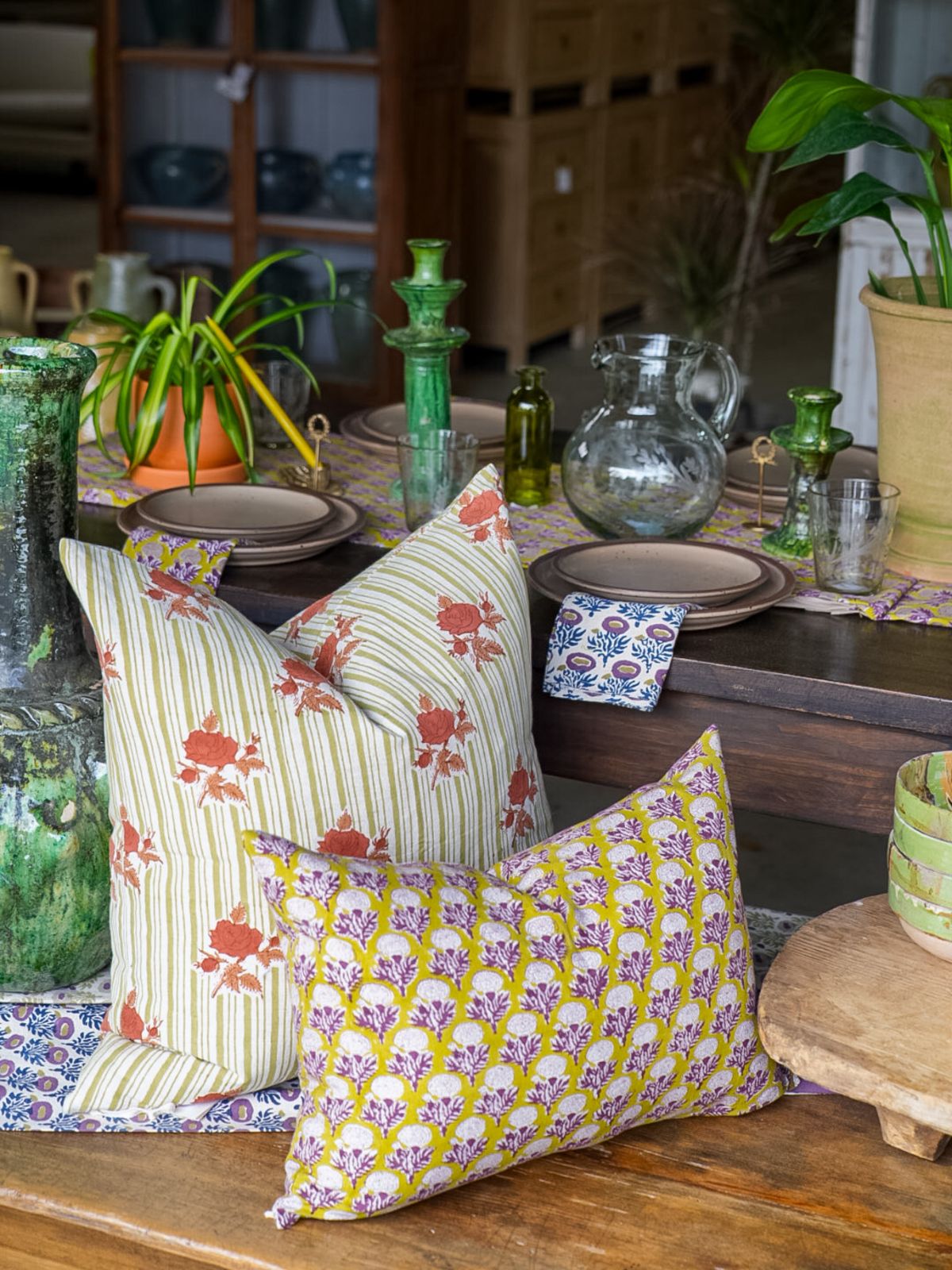 Sonya Plum Block-Printed Pillow Cover