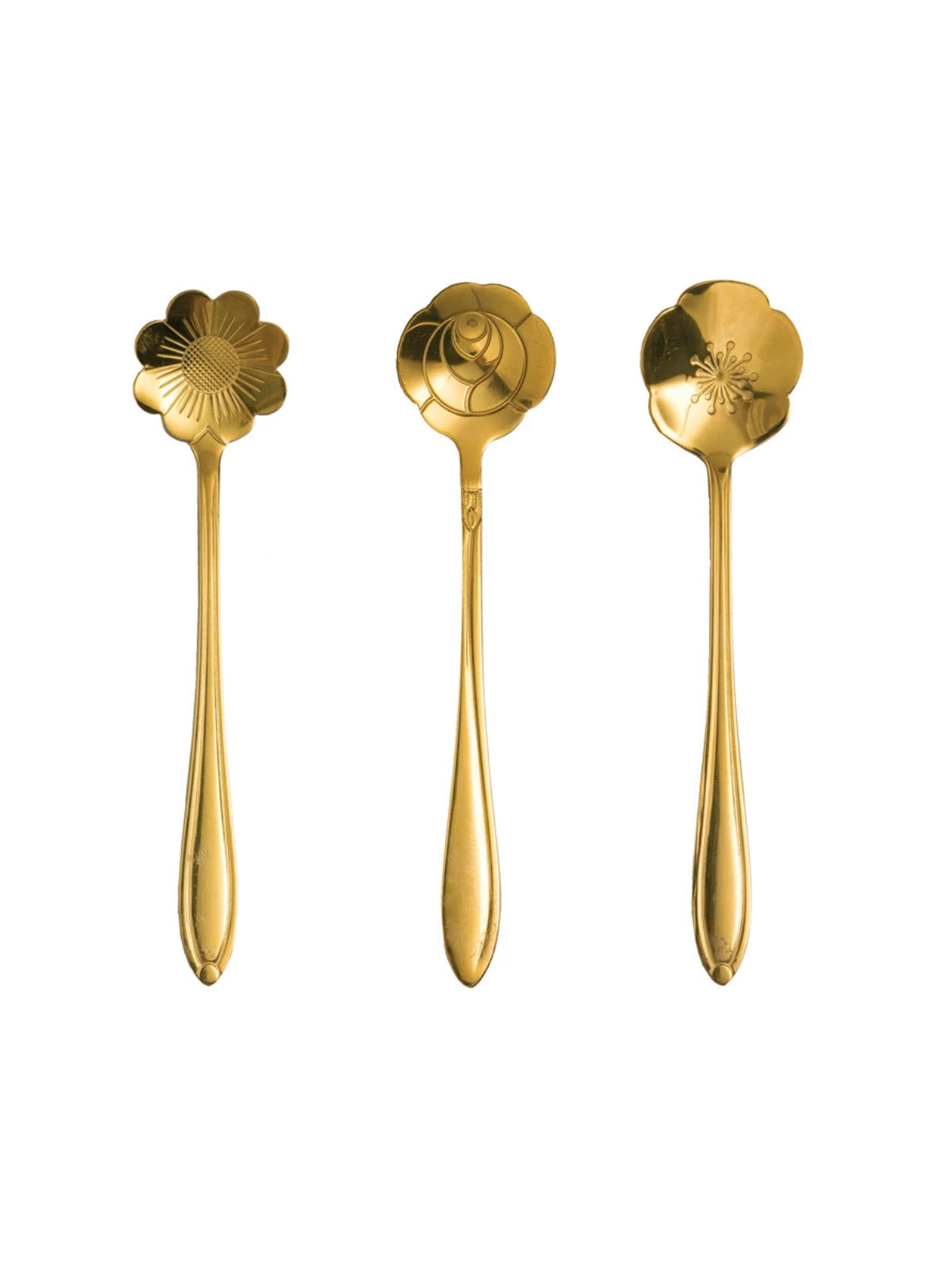 Stainless Steel Flower Shaped Spoon, Set of 3