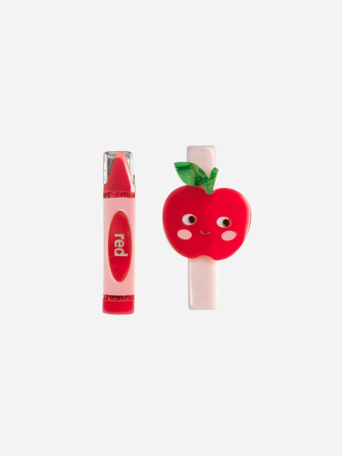 Apple Crayon Red Hair Clips