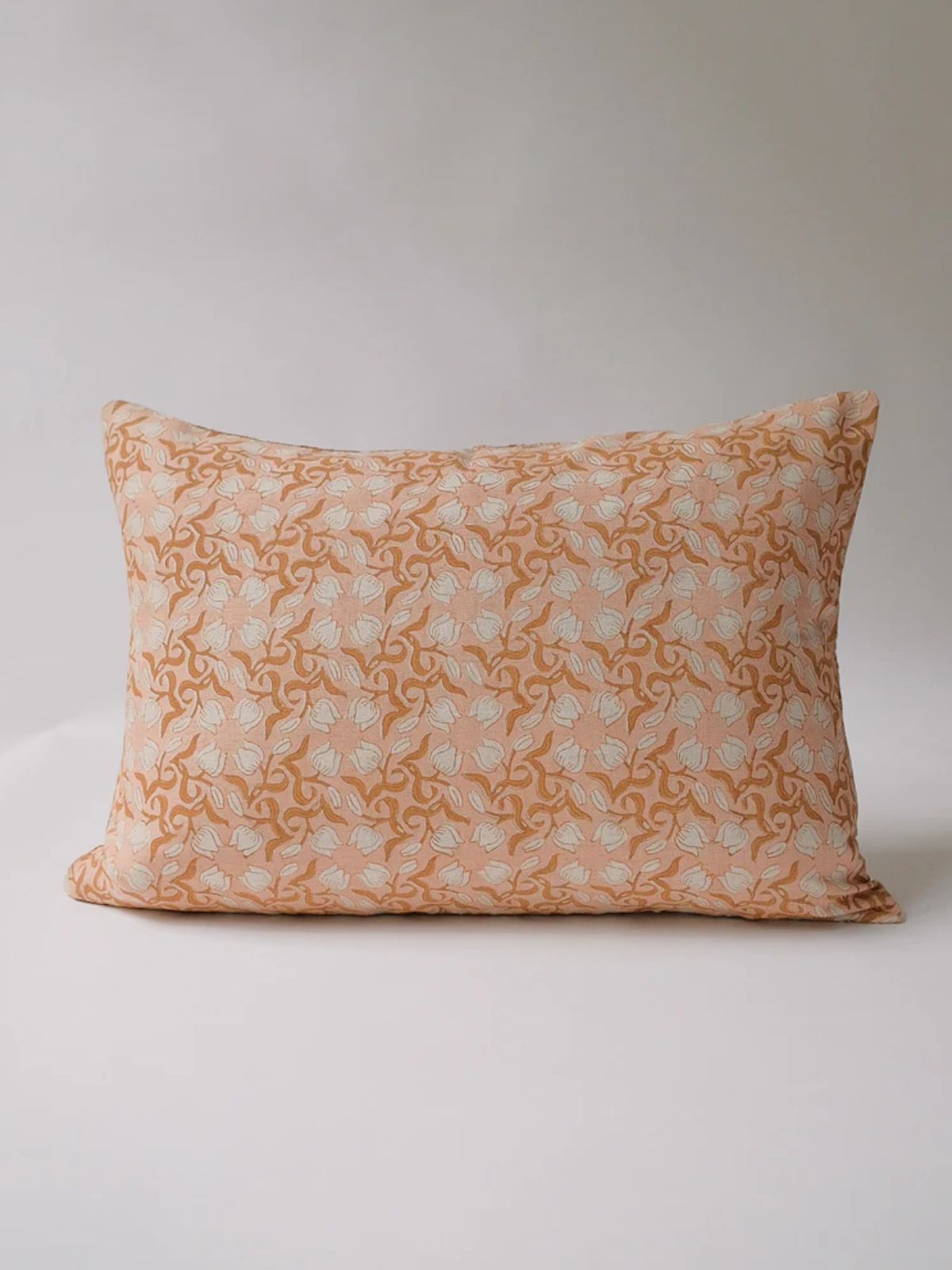 Khushi Pastel Pink Block-Printed Pillow Cover - 14x20