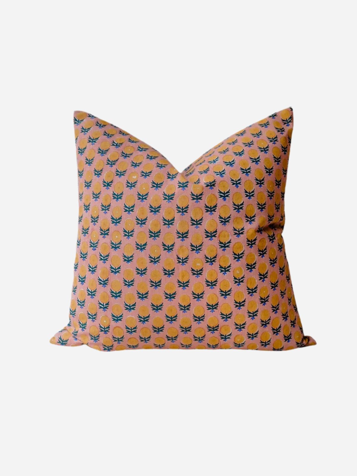 Pakhi Vintage Sari Block-Printed Pillow Cover