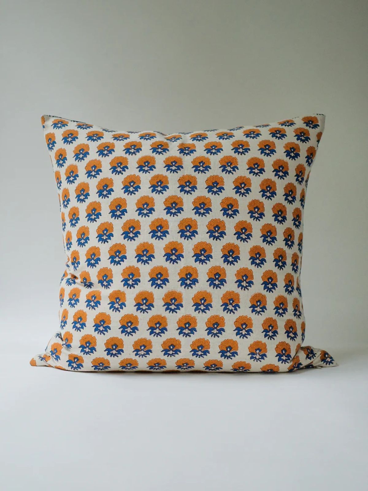 Veda Ink Blue Block-Printed Pillow Cover