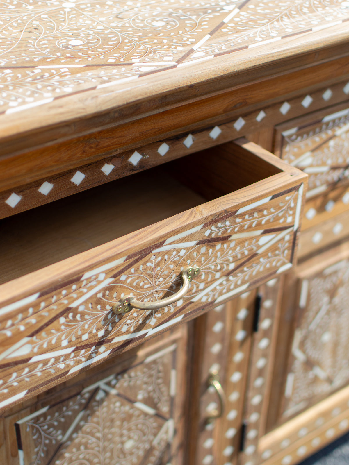 OOAK Bone Inlay Wooden Cabinet
