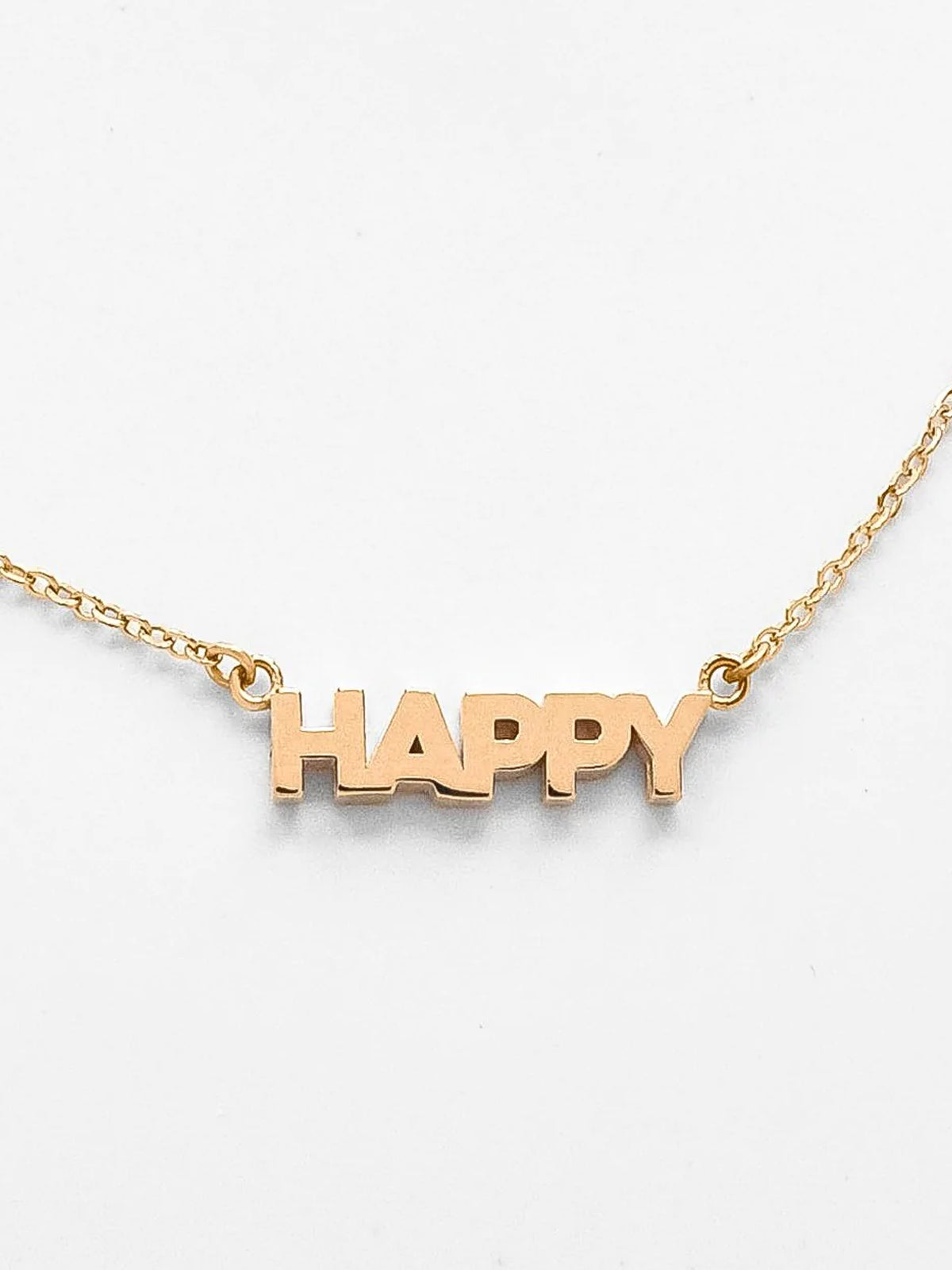 Happy Script Necklace, 14K Gold