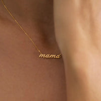 Mama Script Necklace, 14K Gold Plated