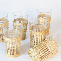 Seagrass Wrapped Glass, Set of 6