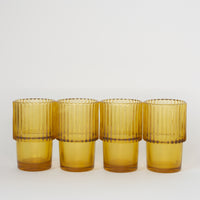 Rills Amber Glass, Set of 4