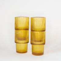 Rills Amber Glass, Set of 4