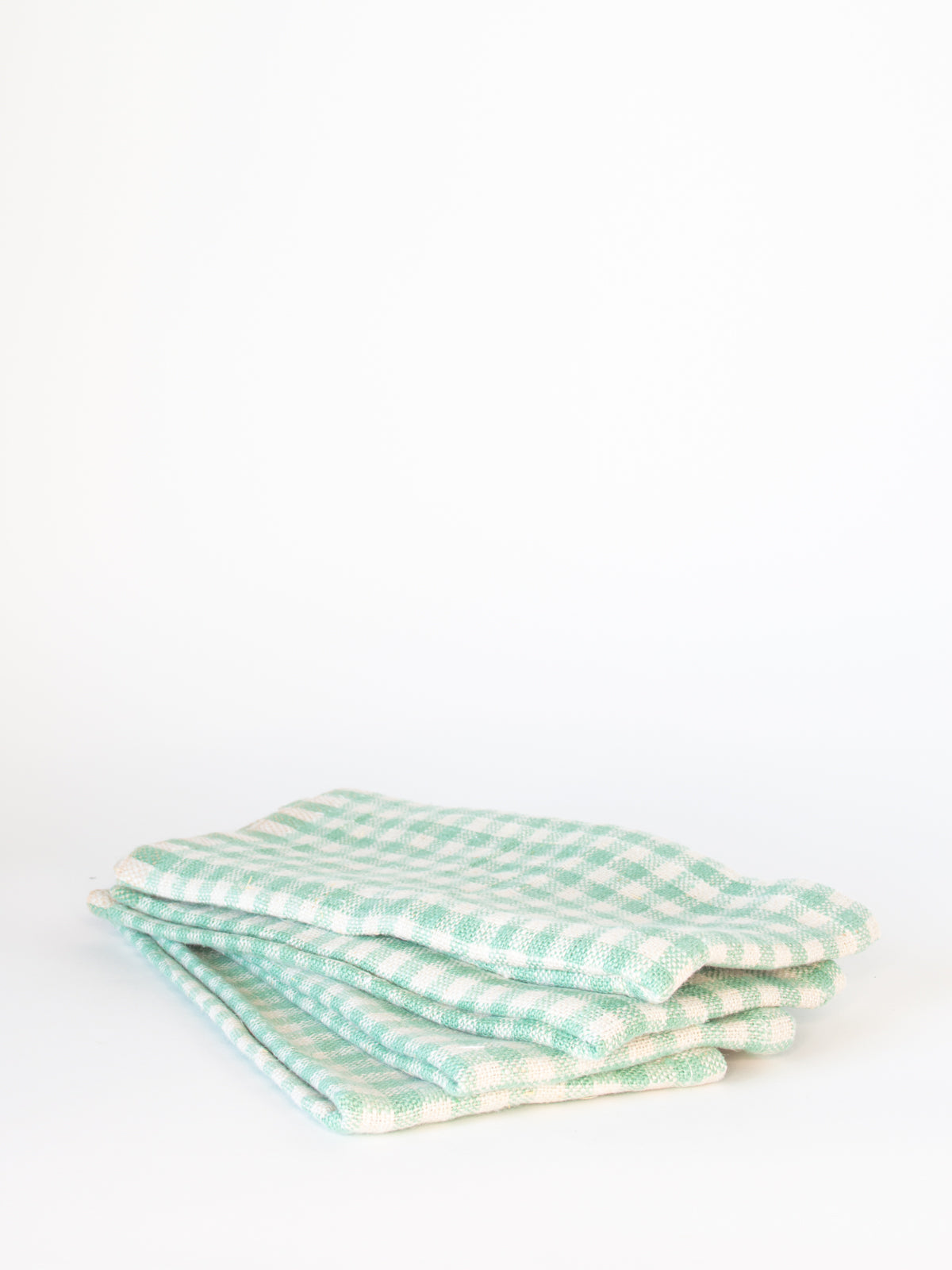 Aqua Gingham Linen Napkin, Set of 4