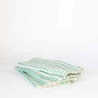 Aqua Gingham Linen Napkin, Set of 4