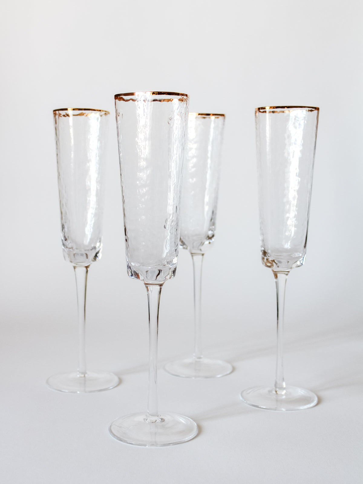 Triangular Gold Champagne Flutes, Set of 4