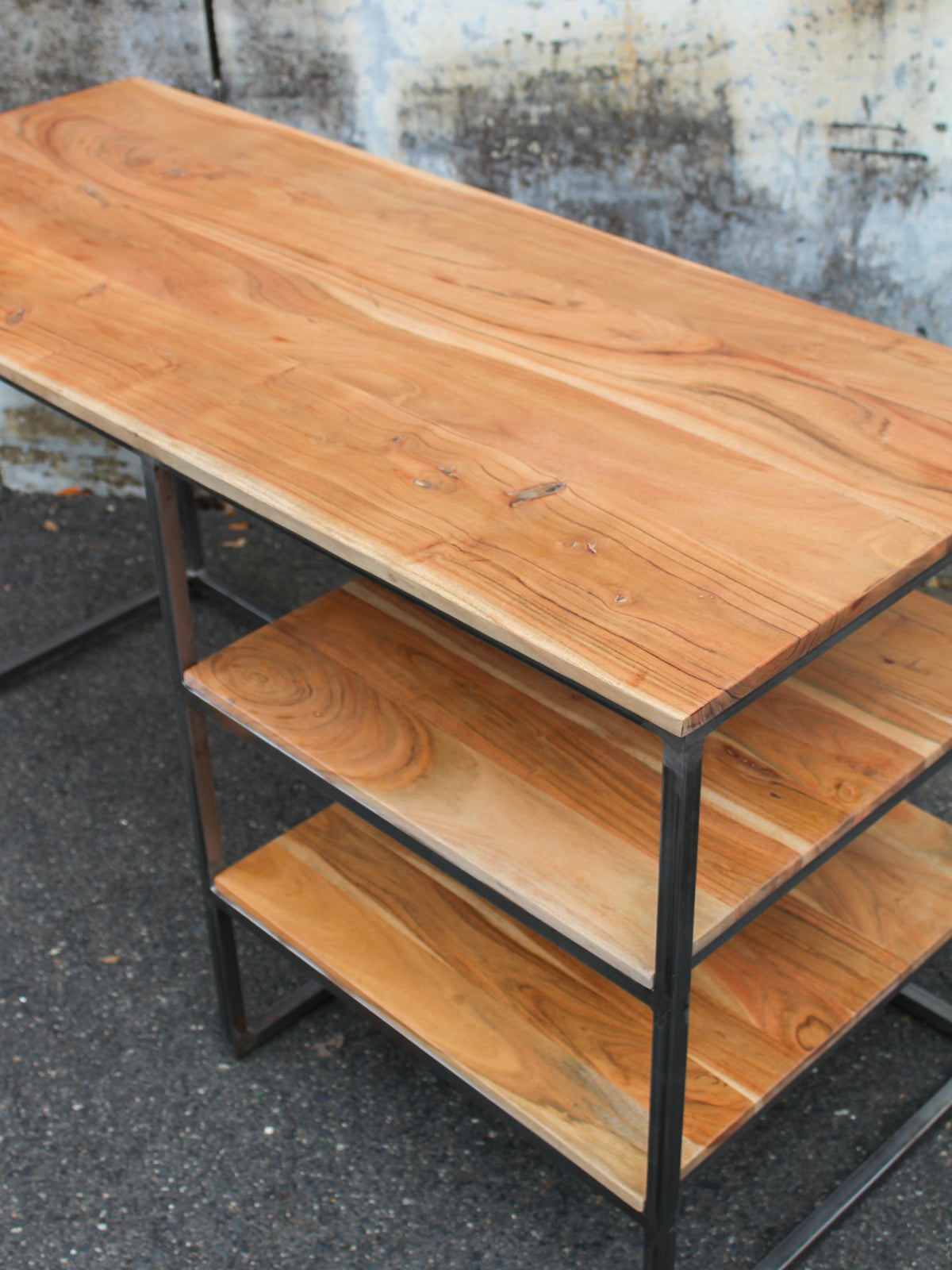 Open Desk with Iron Shelves